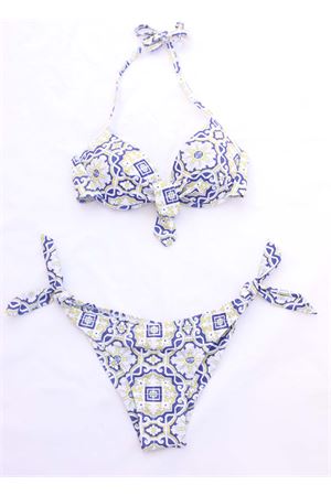 Majolica print bikini with balcony bra Aram Capri | ACBC109MAIOLICAGIALLA